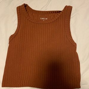 brown shein crop tank top